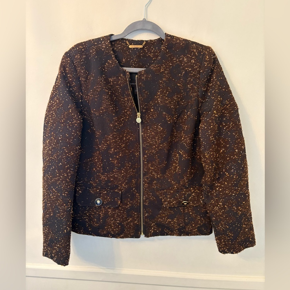 Dana Buchman Women’s Textured Short Jacket-Zip Front-Fully Lined-Sz L